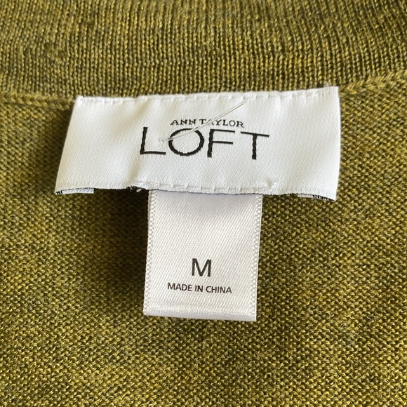 LOFT Green Cardigan Sweater V-Neck Knit - Picture 2 of 3